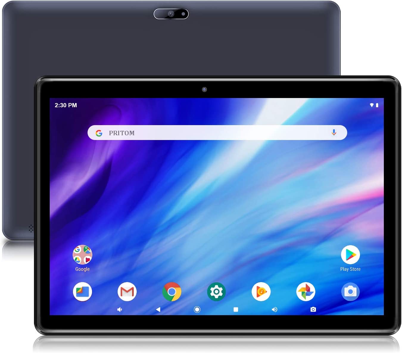 Android Tablet Pritom 10.1'' Android 10 Tablet, 2GB RAM, 32GB ROM, Quad Core Processor, HD IPS Screen, 2.0 Front + 8.0 MP Rear Camera, Wi-Fi, Bluetooth, GPS, Tablet PC(Black)