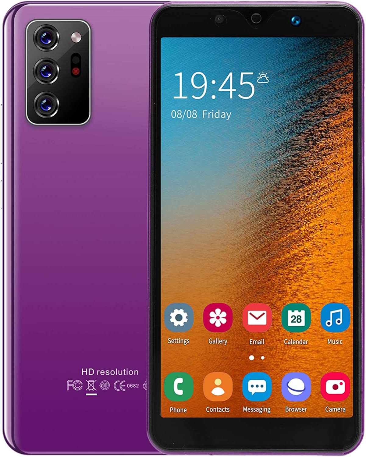 5.72in HD Full Screen Smart Phone, Note30 Plus Unlocked Smartphones, Dual Cards Dual Standby, 512MB+4GB Cell Phones, for Android 4.4.2, Support WiFi +BT+FM (Violet)