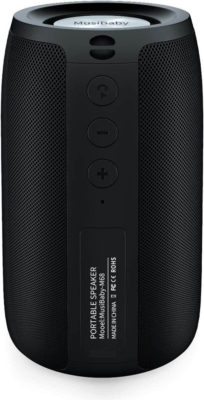 Bluetooth Speaker,MusiBaby Speakers,Outdoor, Portable,Waterproof,Wireless Speaker,Dual Pairing, Bluetooth 5.0,Loud Stereo,Booming Bass,1500 Mins Playtime for Home,Party (Black, M68)