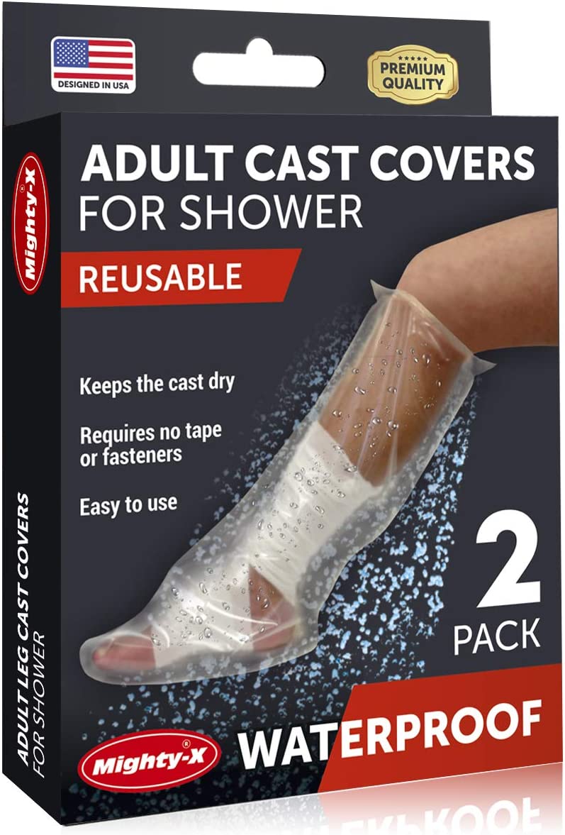 100% Waterproof Cast Cover Leg - 【Watertight Seal】 - Reusable 2 pk Cast Protector for Shower Leg Adult Knee, Ankle, Foot - Half Leg Covers