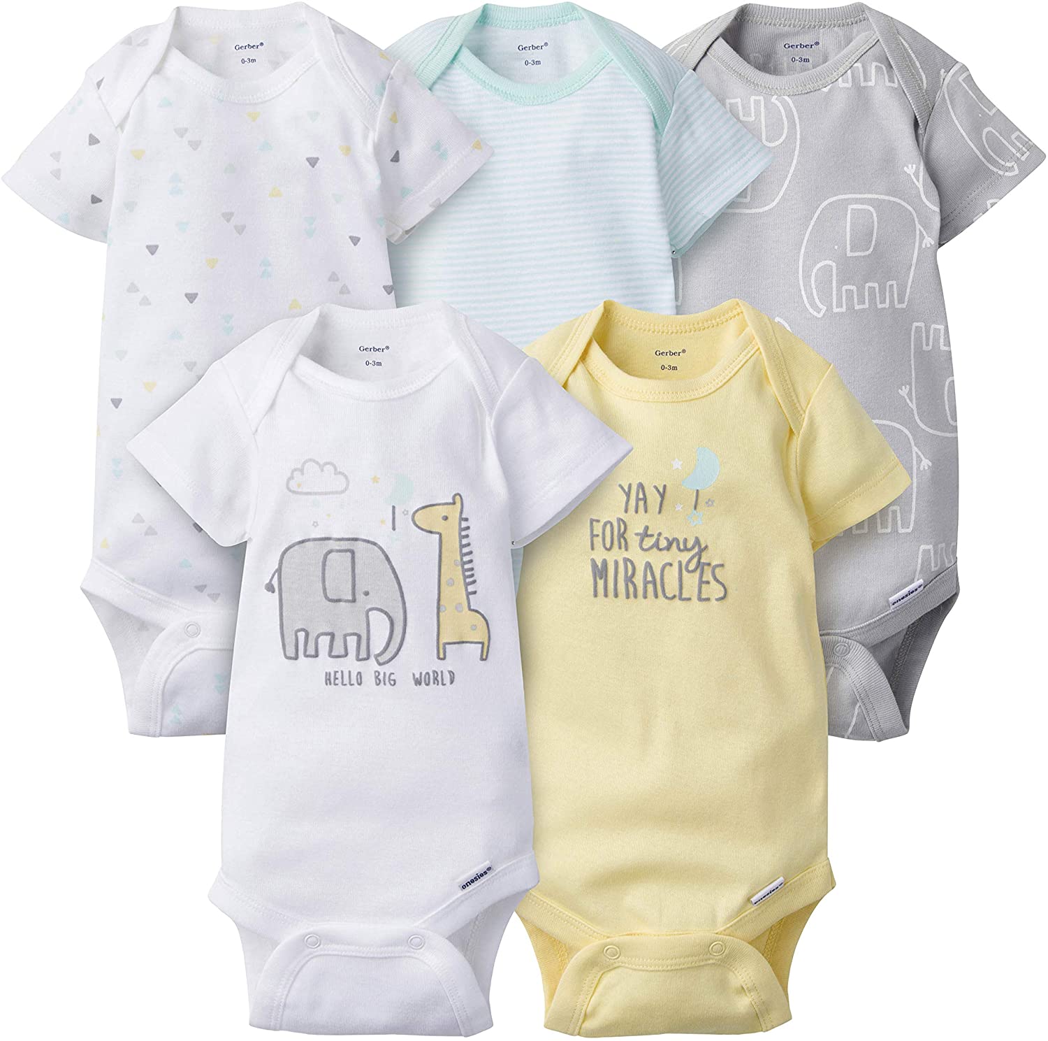 Gerber unisex-baby 5-pack Variety Onesies Bodysuits
