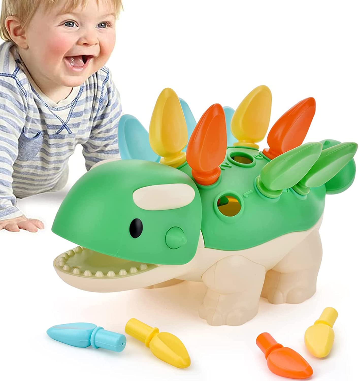 BAHIAKLO Baby Toys Fine Motor Skills, Dinosaur Montessori Toys for Age 6 12 18 Months+, Developmental Learning Sorting Sensory Toys for Toddlers 1-3, Baby Gifts for 1 2 3 Year Old Girls Boys