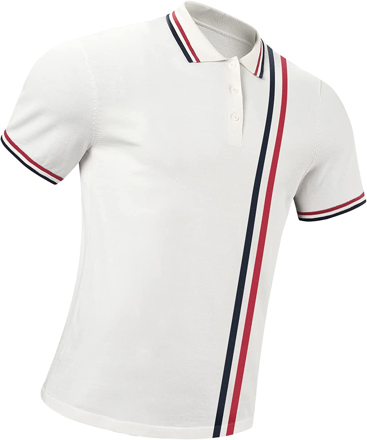 ALTAIREGA 100%-Cotton Mens-Polo-Shirts Knit-Golf-Tops Summer-Casual-Pullover - Short Sleeve Polo Slim Fit Soft Tee