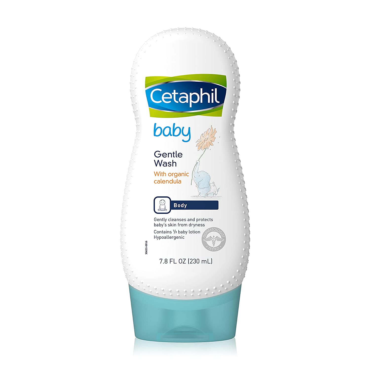 Cetaphil Baby Body Wash with Half Baby Lotion, Gentle Wash with Organic Calendula, Soothes Dry, Sensitive Skin for Everyday Use, Gentle Fragrance, Soap Free, Hypoallergenic, 7.8oz