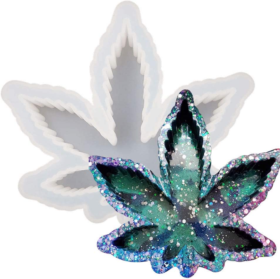 1 Pcs Leaf Maple Resin Mold, Weed Ashtray Silicone Molds, Leaf Tray Mold Ideal for Jewelry Storage Box Handmade Crafts Home Decoration (M590)
