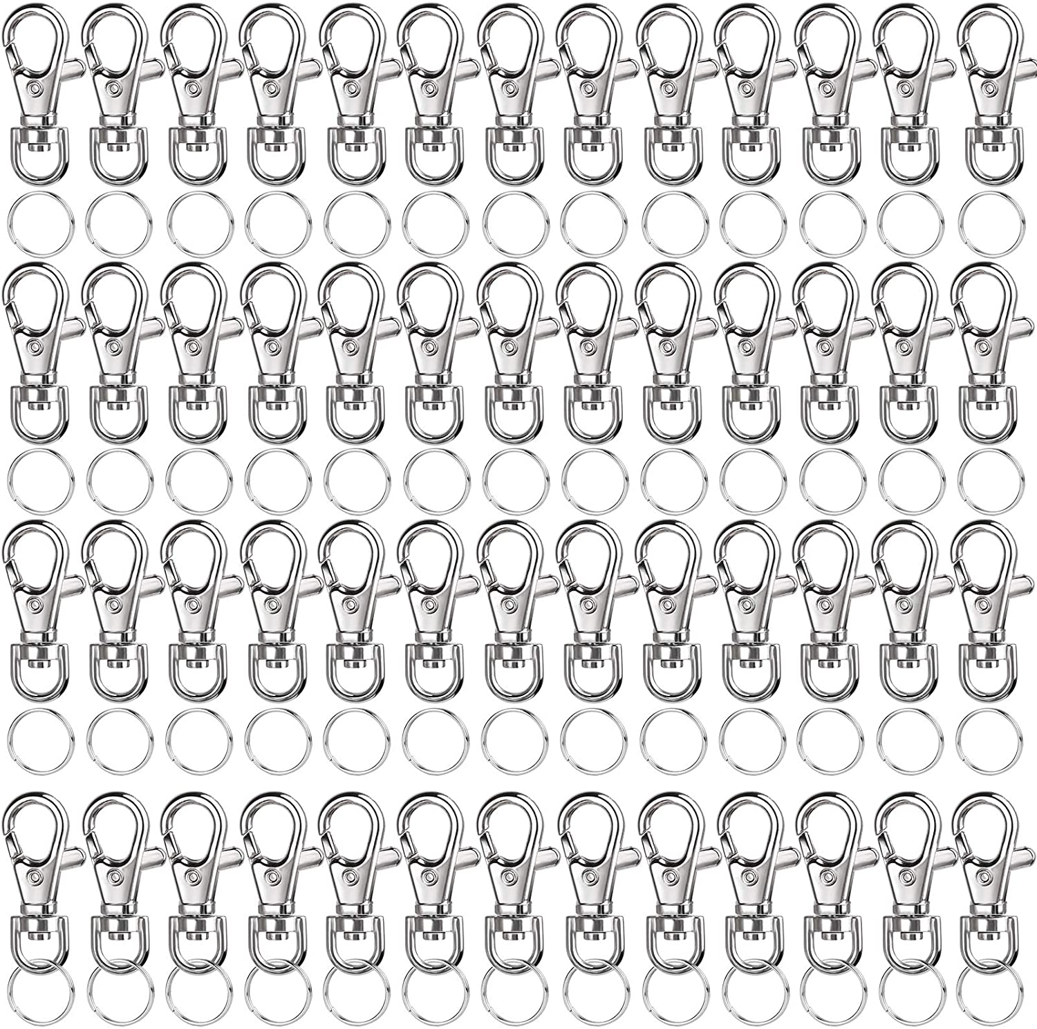 160PCS Metal Swivel Clasps Lanyard Snap Hook with Key Ring, LEOBRO 80PCS Swivel Snap Hooks Lobster Claw Clasp and 80PCS Key Rings Jump Ring for Keychains, Lanyard, Key, Charm, Jewelry, Art Crafts