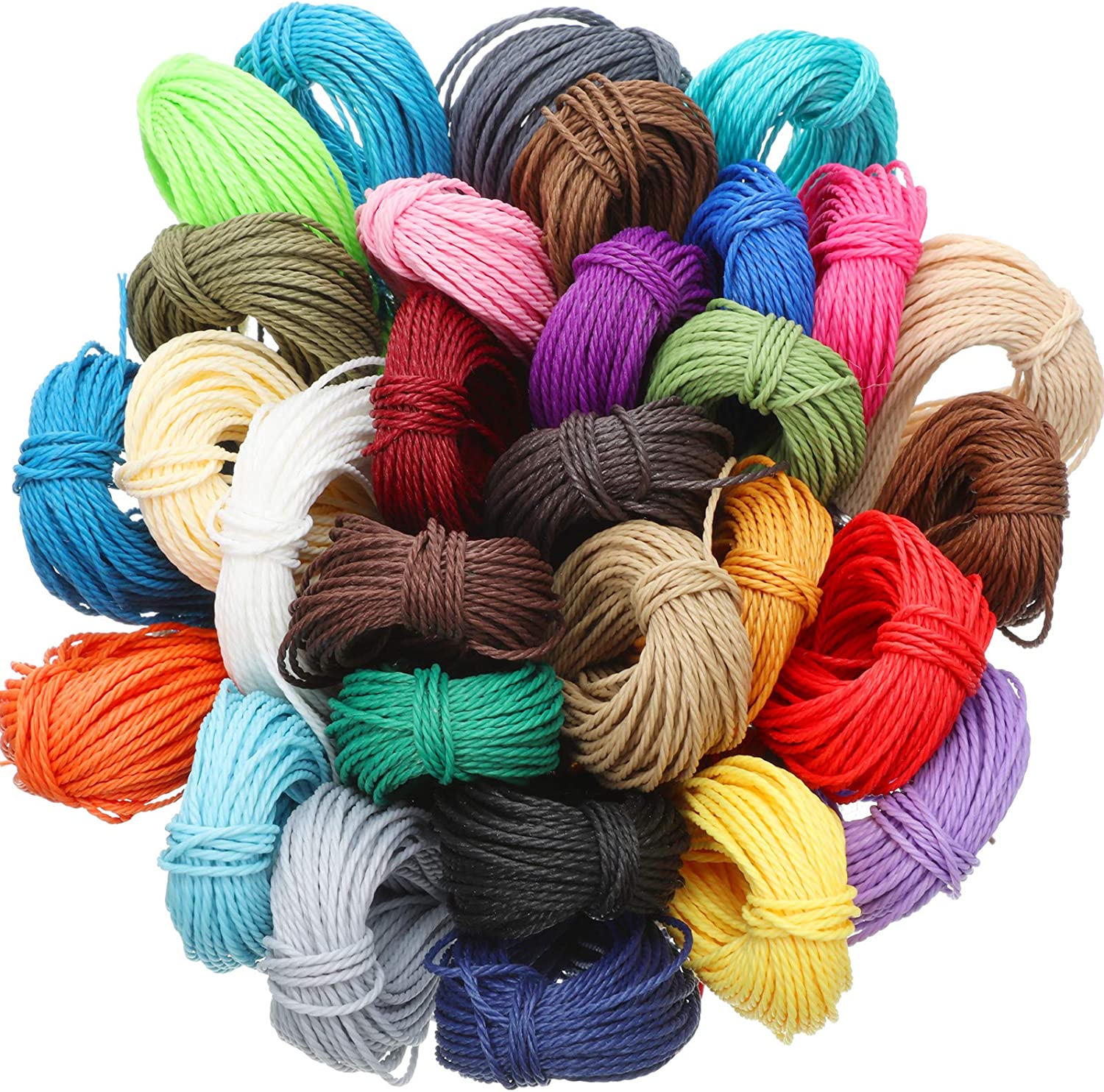 30 Colors 1mm Waxed Cord Beading Thread for DIY Macrame Necklace Bracelet Jewelry Making String, 10m Each Color