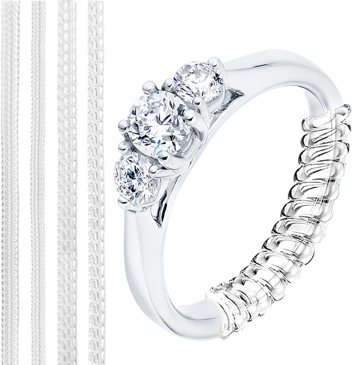 Ring Rubber Size Adjuster for Loose Rings Invisible Ring Guard for Women Meiduoduo 4 Size Clear Plastic Wide Thin Band Resizing Ring Resizer Make Ring Smaller Without Resizing for Men