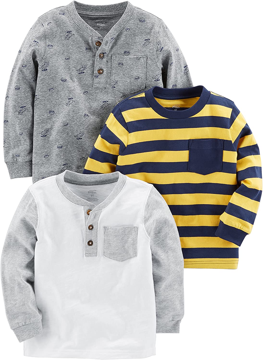 Simple Joys by Carter's Toddlers and Baby Boys' Long-Sleeve Shirt, Pack of 3