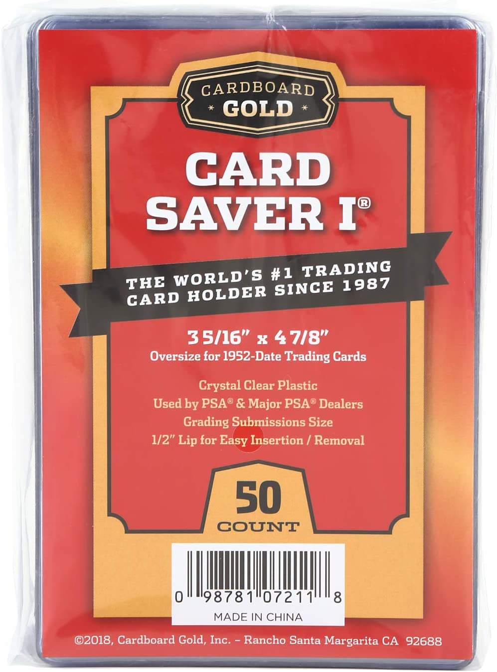 Card Saver 1 - Semi Rigid Card Holder for Graded Card Submittions - 50ct Pack (1)