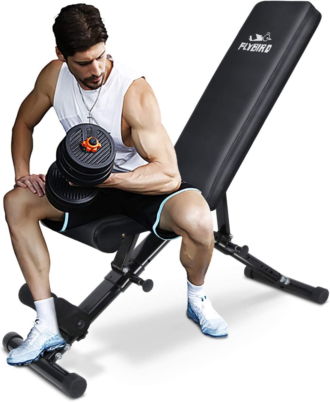 FLYBIRD Weight Bench, Adjustable Strength Training Bench for Full Body Workout with Fast Folding-New Version