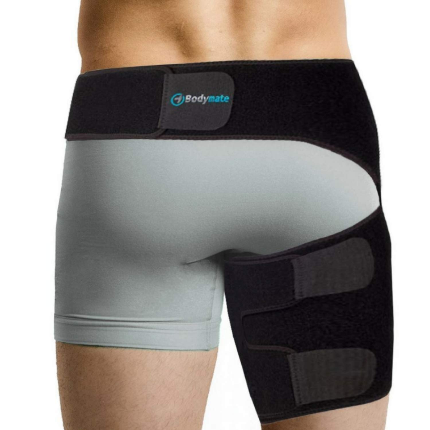 Bodymate® Compression Brace for Hip, Sciatica Nerve Pain Relief Thigh Hamstring, Quadriceps, Joints, Arthritis, Groin Wrap for Pulled Muscles, Hip Strap, Sciatica brace / SI belt for Men, Women (Mediu