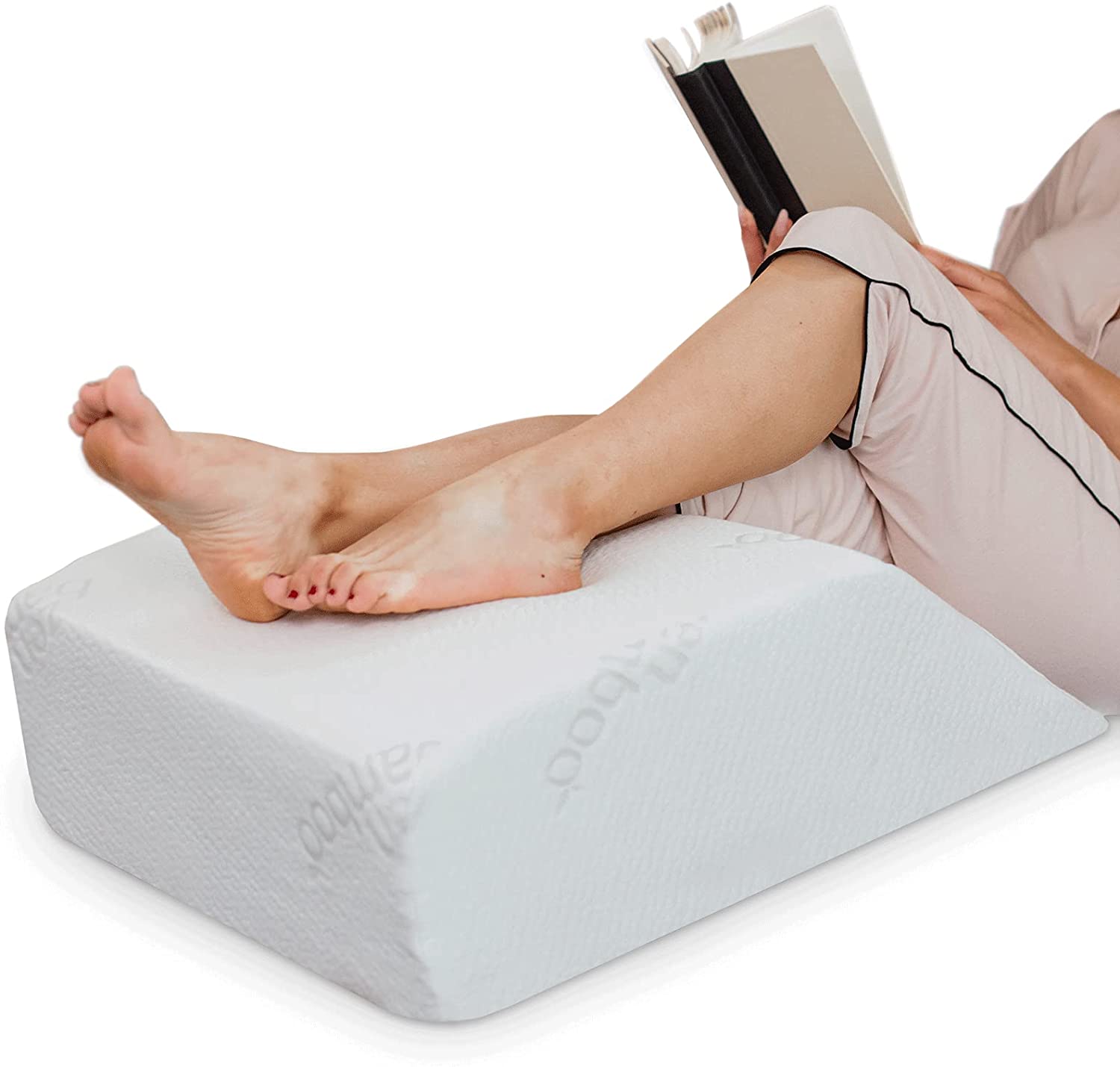 Zen Bamboo Wedge Pillows for Sleeping - Luxury Foam Leg Elevation Pillow for Leg & Back Discomfort w/ Removable Cover