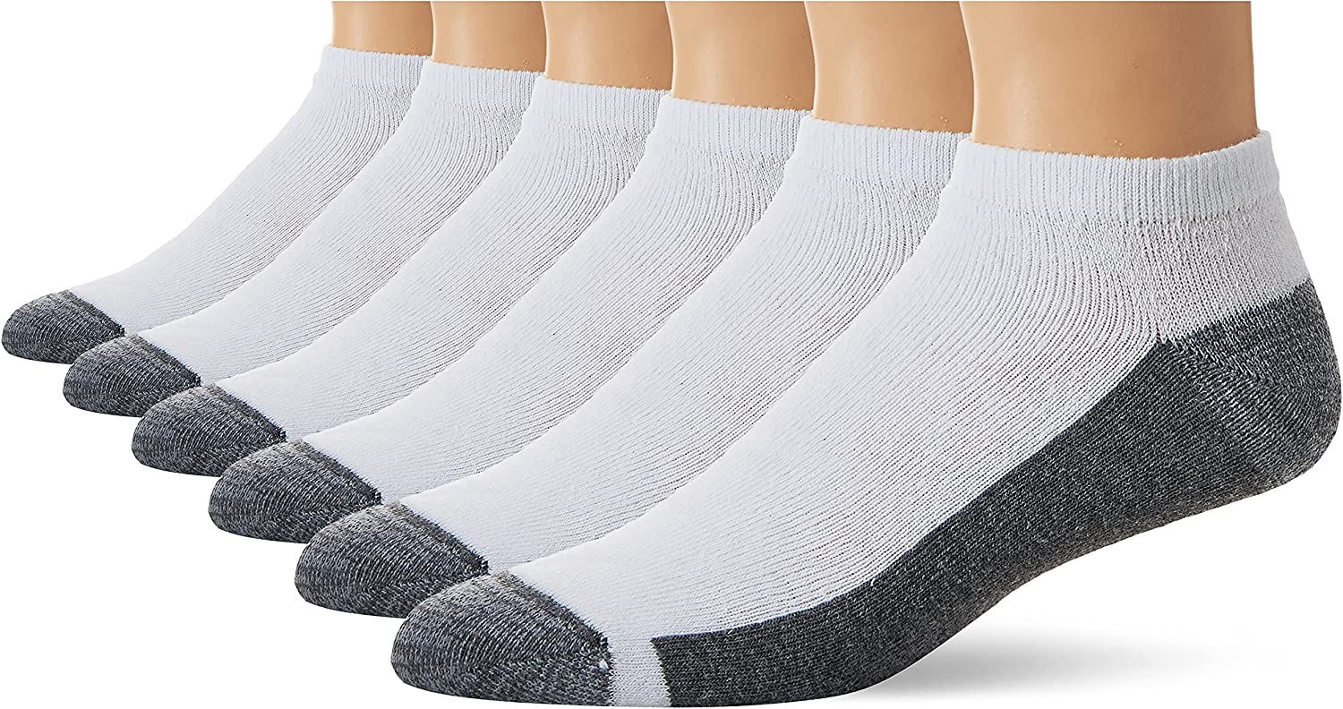 Hanes mens Hanes Men's Max Cushion Low Cut 6-pair Pack, Available in Big & Tall Casual Sock, White, 12-Jun US