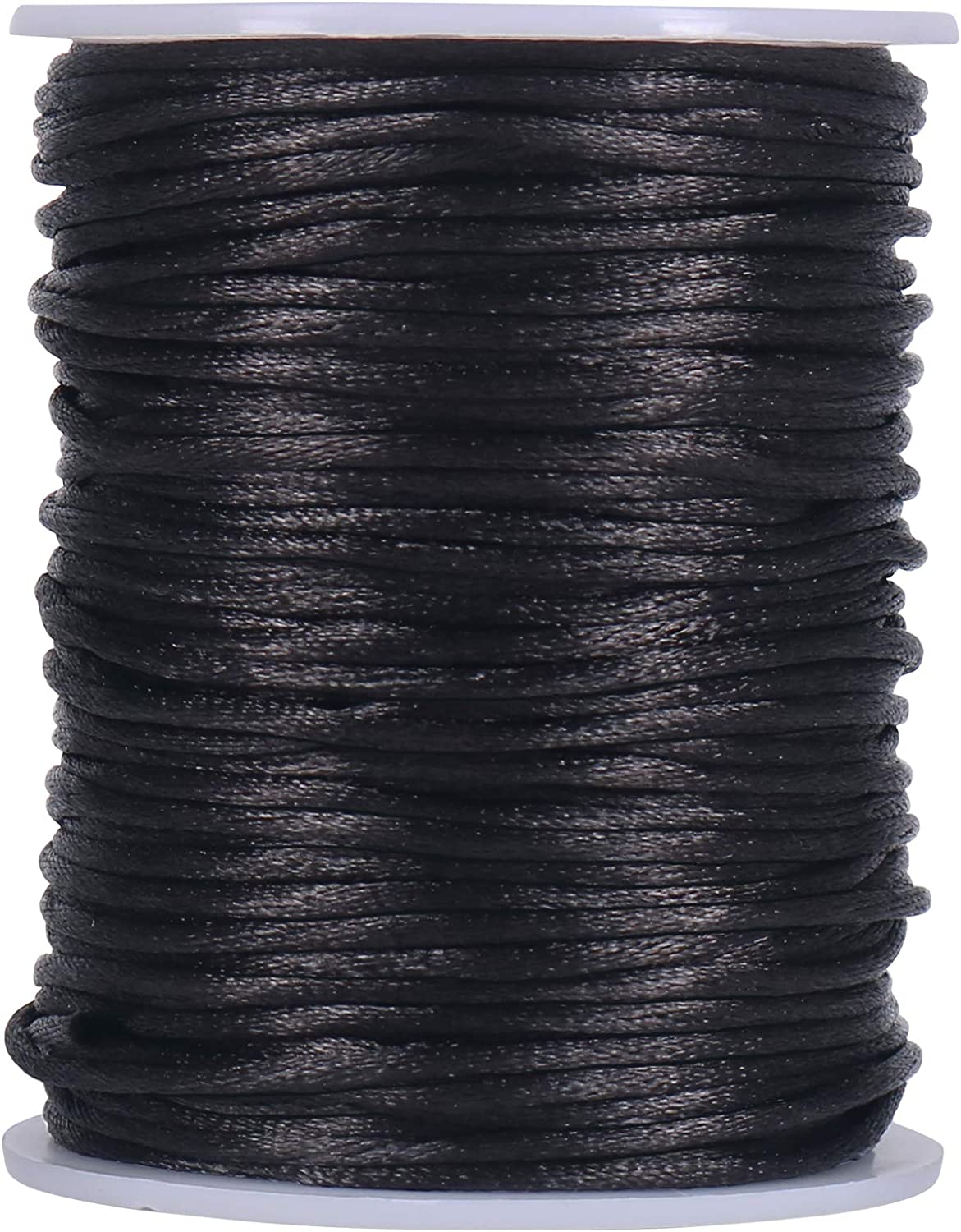 Tenn Well Satin Rattail Nylon Cord,295 Feet 2mm Black Beading String for Macrame Bracelets, Necklaces, Jewelry Making, Arts and Crafts