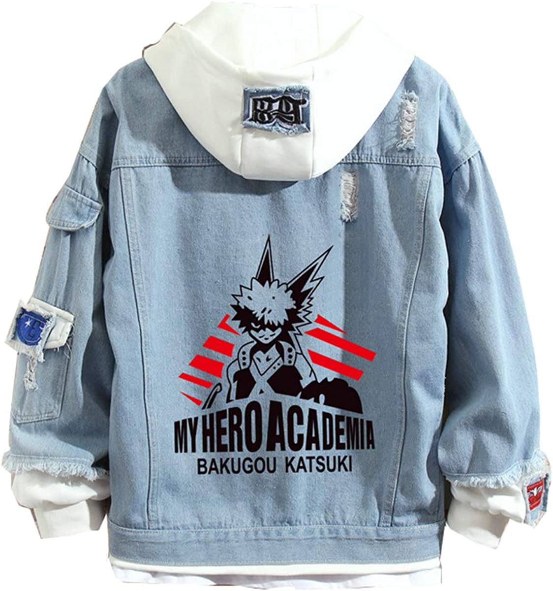 DHSPKN Anime Denim Jackets Deku Izuku Todoroki Bakugou Hoodie Sweatshirts Anime Cosplay Costume