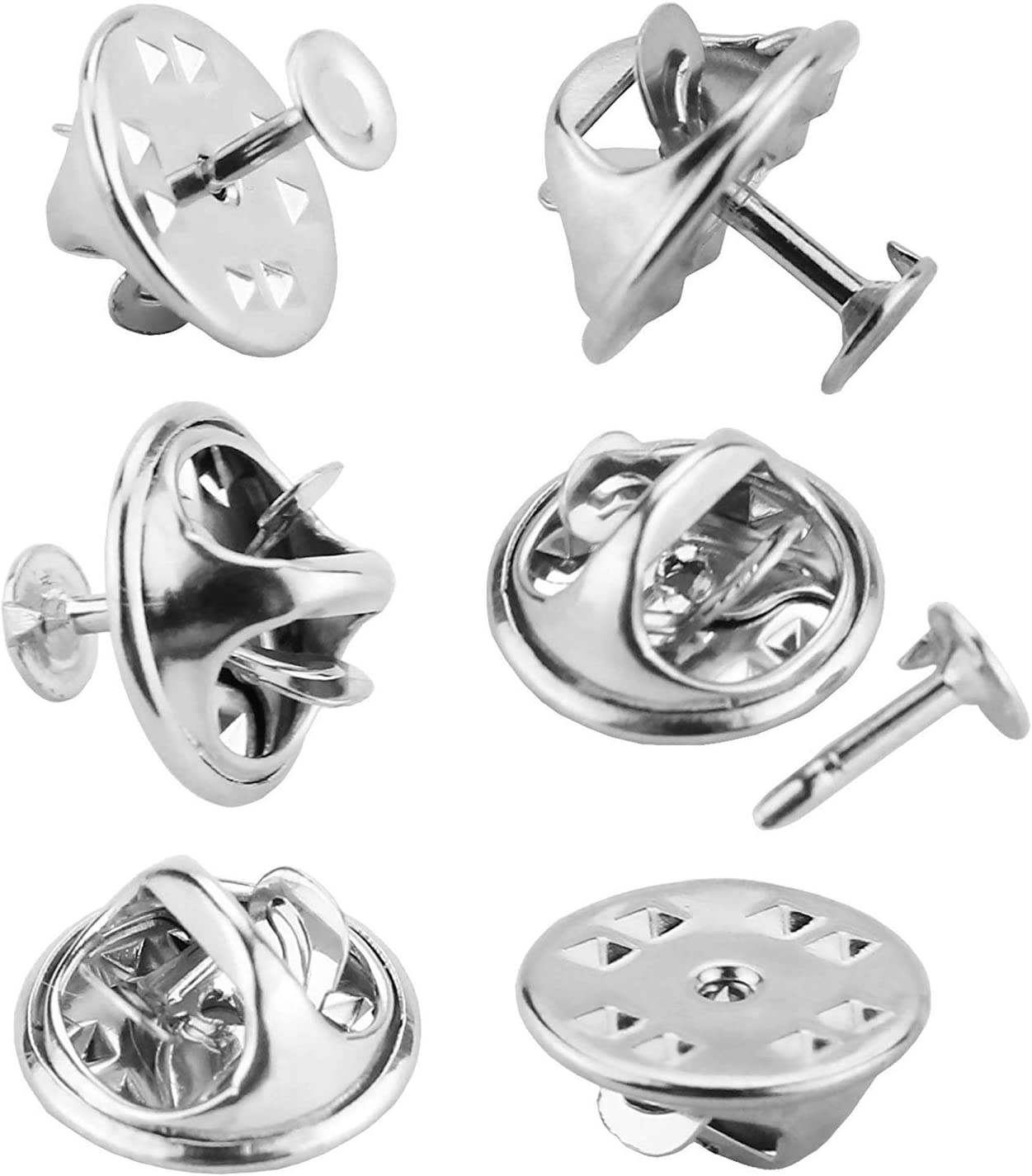 120 Pairs Butterfly Clutch Tie Tacks Pin Back Replacement with 8mm Length 4mm Width Blank Pins for Craft Making (4mm, Silver)