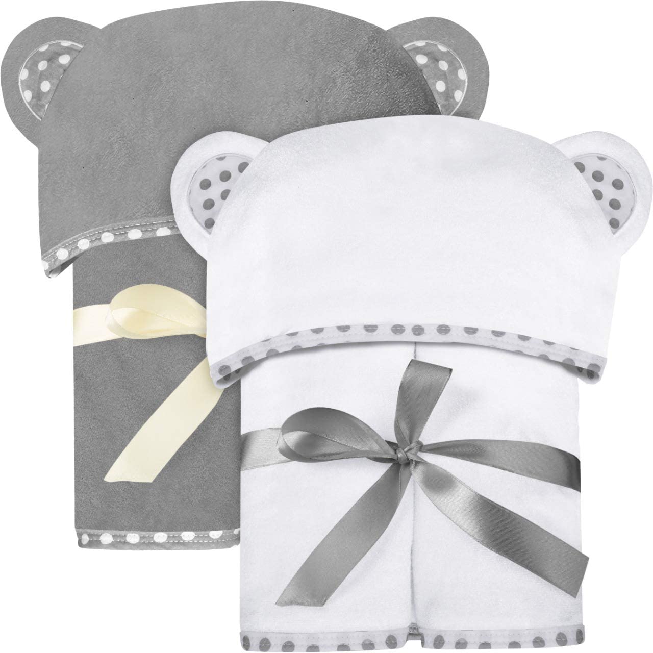 Set of 2 Bamboo Hooded Baby Towels – Luxurious, Large and Super Absorbent – 30 x 30 Inch – Soft and Suitable for Infants, Toddlers and Kids – 400 GSM