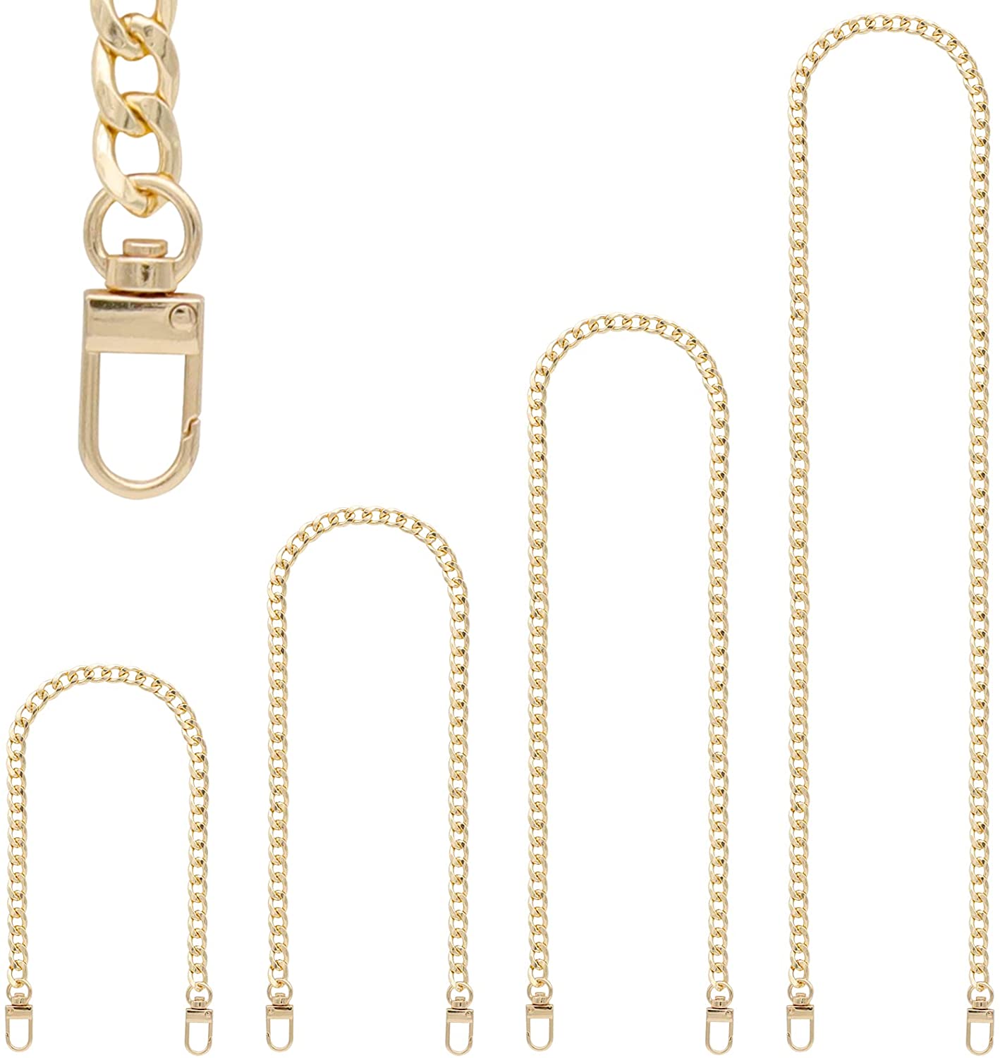 4 Pieces Different Sizes Iron Replacement Flat Chains Iron, Metal Chain Strap for DIY Purse Handbag Shoulder Crossbody Bag Clutch by RAPUDA(15.4 Inch, 23.6 Inch, 31. 4 Inch, 47.2 Inch) Gold