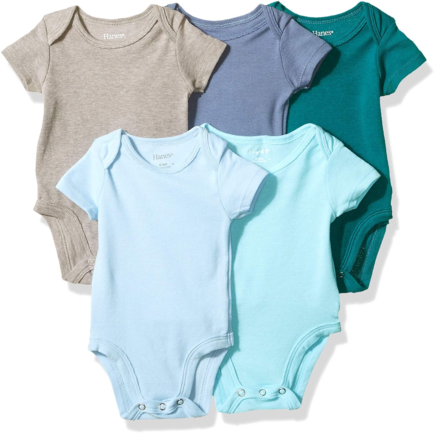 Hanes Ultimate Baby Flexy 5 Pack Short Sleeve Bodysuits