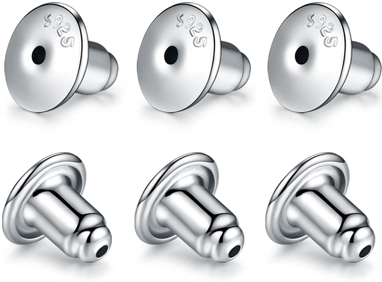 Catinee Locking Earring Backs For Studs,14k Plated White Gold Earrings Back For Studs Secure,Hypoallergenic Earring Backs Apply To Earring Backs For Droopy Ears(6pcs/3pair)