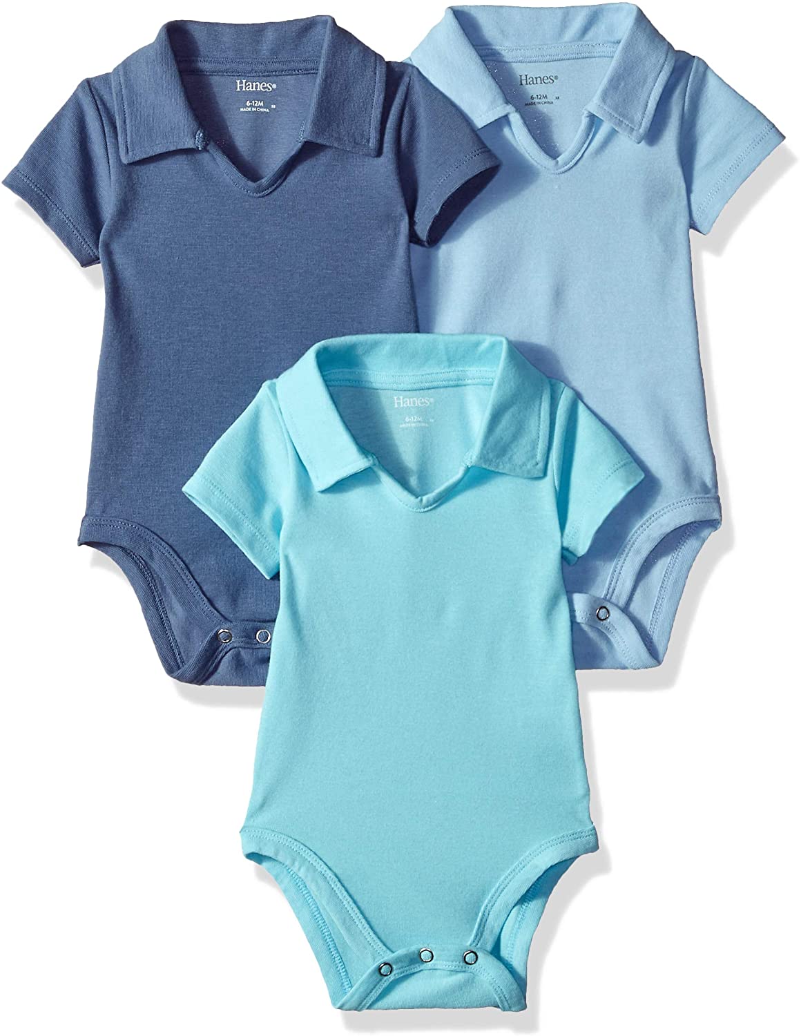 Hanes unisex-baby Ultimate Baby Flexy 3 Pack Short Sleeve Polo Bodysuits