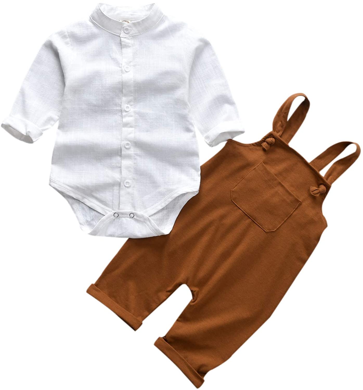 Unutiylo Baby Boys Clothes for Gentleman Outfits,Toddler Overalls Baby Suspender Pants and Bodysuit Romper