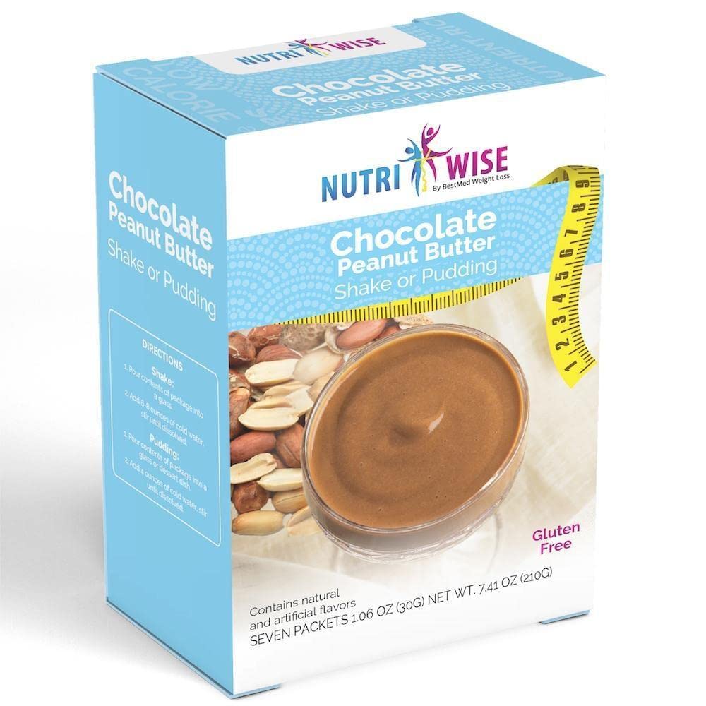 NutriWise - Shake & Pudding | 7/Box | High Protein Diet | Healthy Nutrition | Appetite Control for Weight Loss | Gluten Free - Low Carb - Low Sugar - Low Fat (Chocolate Peanut Butter)