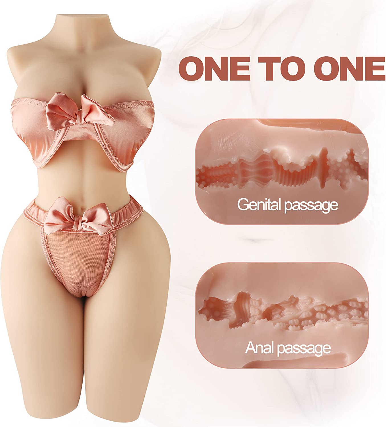 Sex Doll Male Masturbator Stroker with Big Boobs, Jaspik Female Torso Love Doll Lifelike Pussy Ass w/ Tight Vaginal Anal and 3D Breast, Realistic Adult Sex Toy for Men Masturbation, 18.3 LB