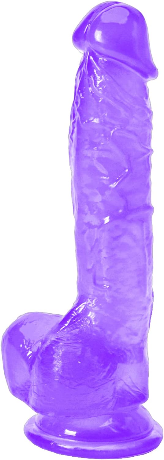 Realistic Dildo Feels Like Skin, 8.5 Inch Dildos with Strong Suction Cup for Hands-Free Play, Lifelike Huge Silicone Dildo for Beginners Body-Safe Material and Adult Sex Toys for Women, Purple Dildo