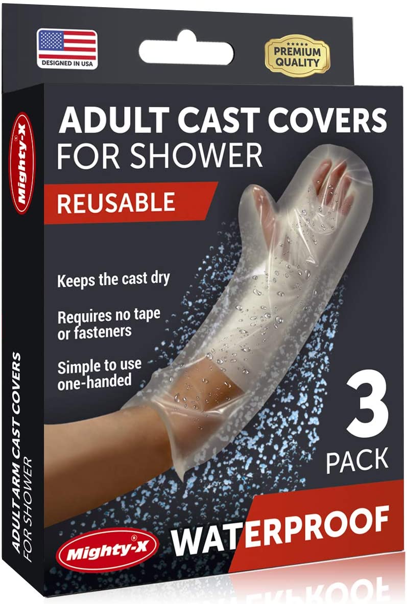 100% Waterproof Cast Cover Arm -【Watertight Seal】 - Reusable Adult Half Arm Cast Covers for Shower Elbow, Hand & Wrist - 3 Pack