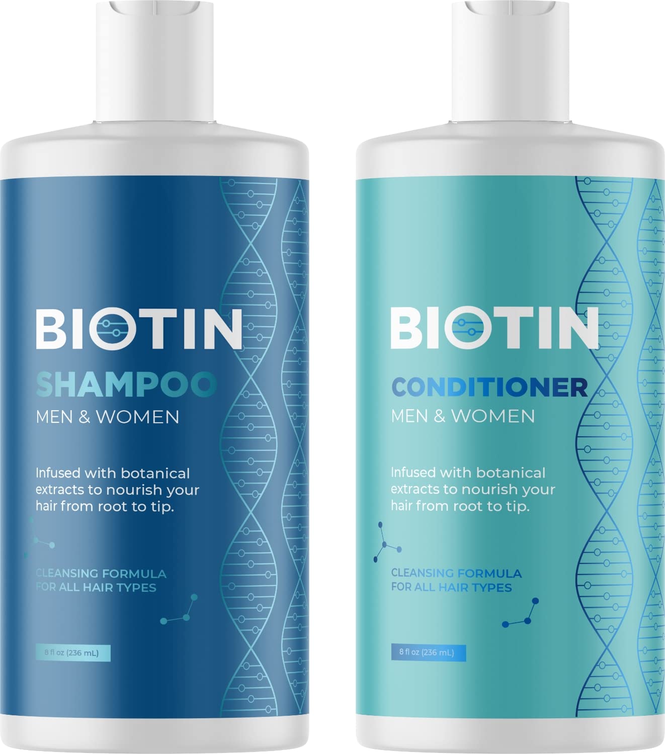Volumizing Biotin Shampoo and Conditioner Set - Sulfate Free Shampoo and Conditioner for Dry Damaged Hair Care - Thinning Hair Shampoo and Conditioner with Nourishing Biotin Coconut Oil and Keratin