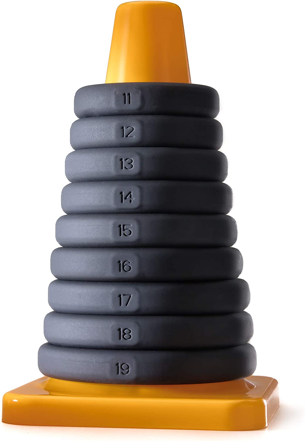 PerfectFit Brand Xact-Fit Play Zone Cock Ring Kit, Stackable, Silicone, Multiple Sizes, Firm Fit, Durable, Set of 9 Rings with Sturdy Storage Cone