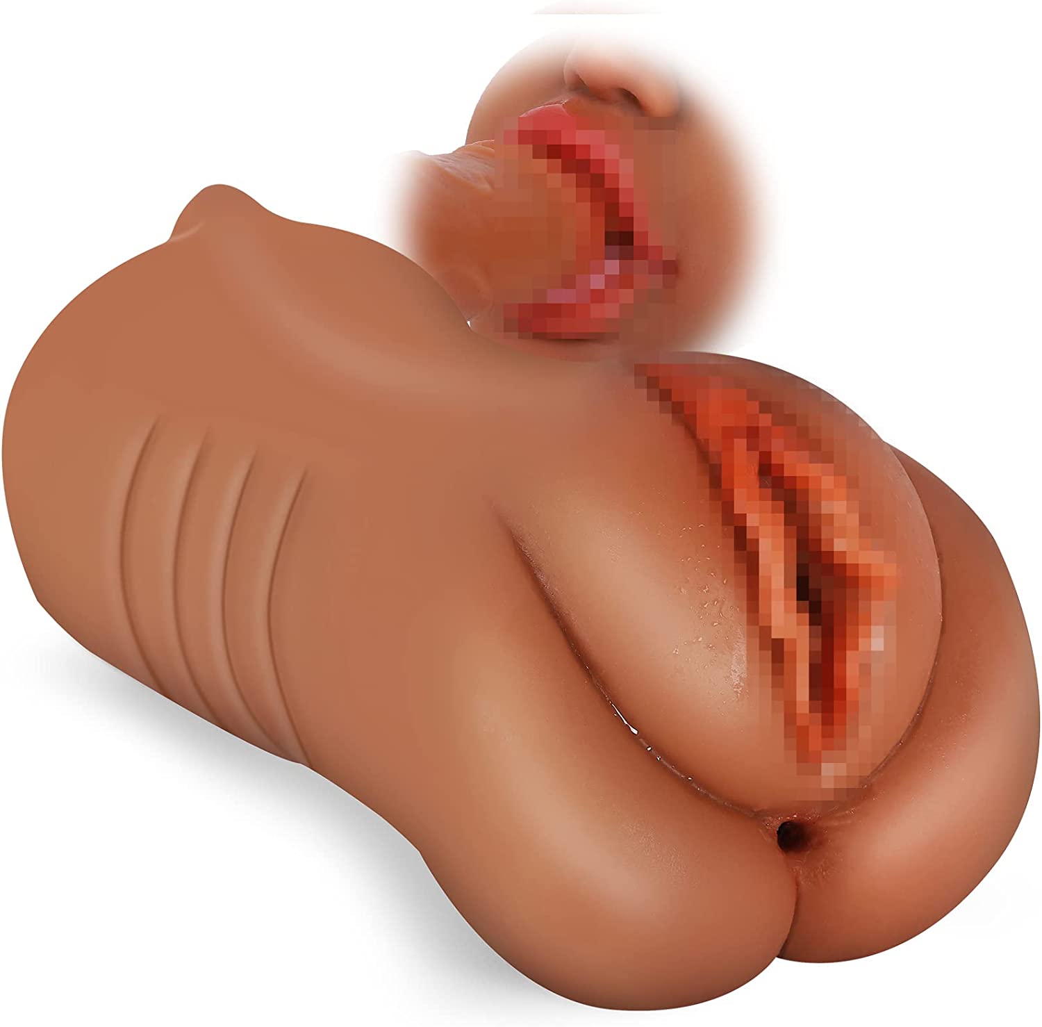 3 in 1 Male Masturbator with Lifelike Face Designed, Pocket Pussy with Realistic Mouth Textured Vagina and Tight Anus for Oral Sex, HlaccJoy Blow Job Stroker with 3 Hole for Men Masturbation (7.7in)