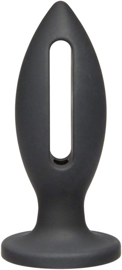KINK By Doc Johnson Wet Works - Lube Luge - 4 Inch Premium Hollow Silicone Butt Plug - 4" Long and 1.5" Wide - Black