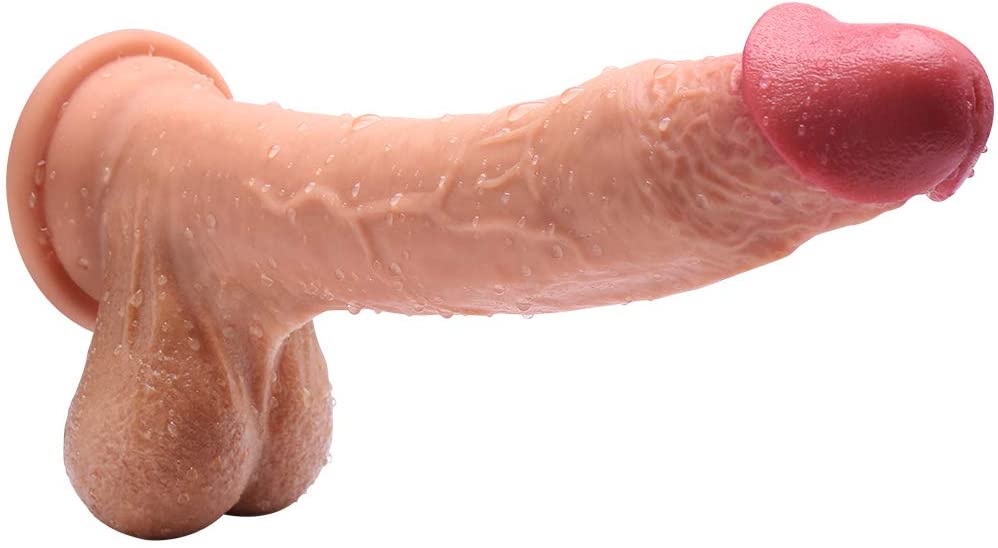 10Inch Realistic Dildo Dual-Layered Silicone Cock with Full Shaped Balls and Strong Suction Cup Didlo for Life-Like Experience Hands-Free Anal and Pussy Play Masturbation Luvkis Dido Sex Toy for Women