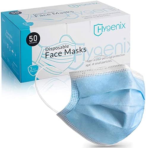 Hygenix 3ply Disposable Face Masks PFE 99% Filter Quality "Tested by a US lab" (Pack of 50 Pcs)