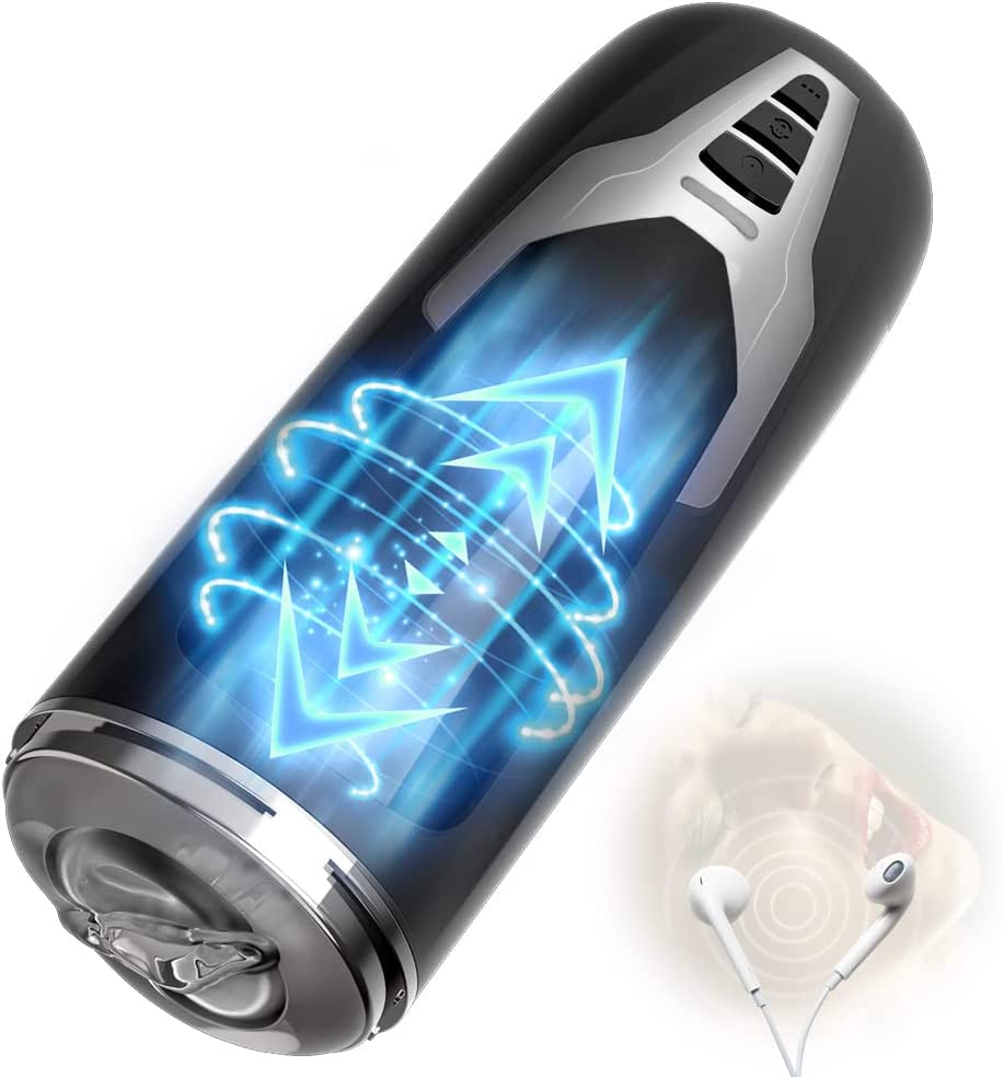 Automatic Male Masturbator, Electric Thrusting Masturbator Cup with 16 Thrusting & Rotating Modes for Penis Stimulation, Male Sex Toy Pocket Pussy Blowjob Stroker for Men Masturbation with Earphone