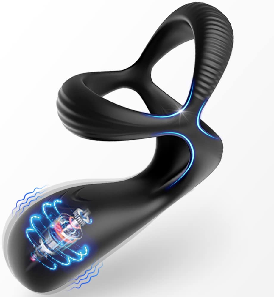 Vibrating Cock Ring, 3 in 1 Penis Rings for Perineum Stimulation with 10 Vibrations Penis Ring Couple Vibrator for Longer Harder Stronger Erection,Adult Sex Toys for Couples & Men Games