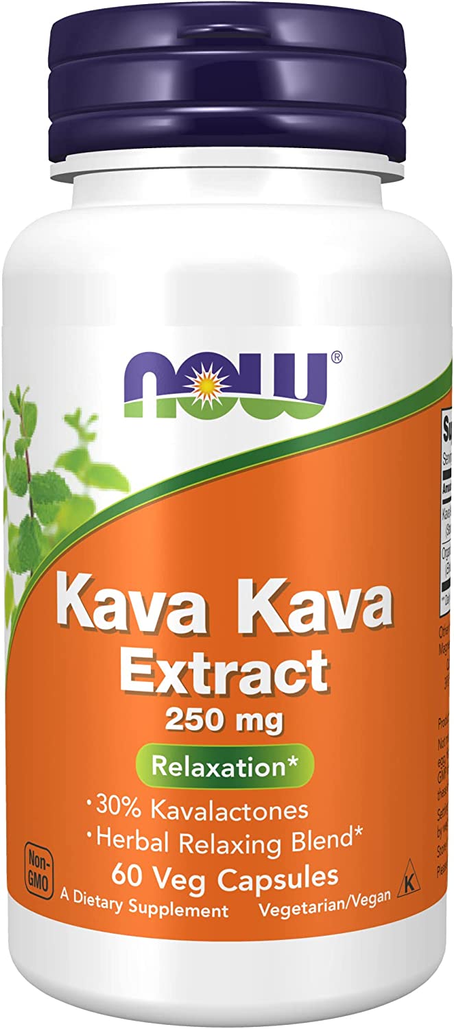 NOW Supplements, Kava Kava Extract 250 mg, 30% Kavalactones, Herbal Relaxation Blend*, 60 Veg Capsules