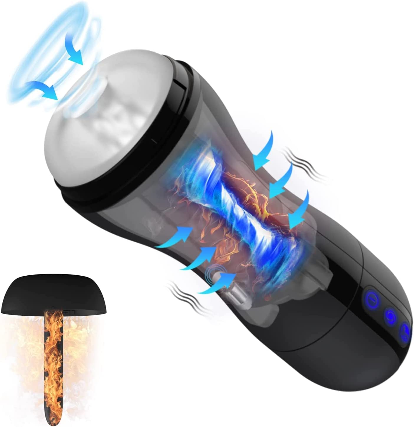 Automatic Blowjob Masturbation Toy, Sucking Male Sex Toy with 7 Vibrations 3 Suctions 3 Speeds for Men Pleasure, Hands-free Electric Pocket Pussy with Warming Rod Sexual Moans for Realistic Oral Sex