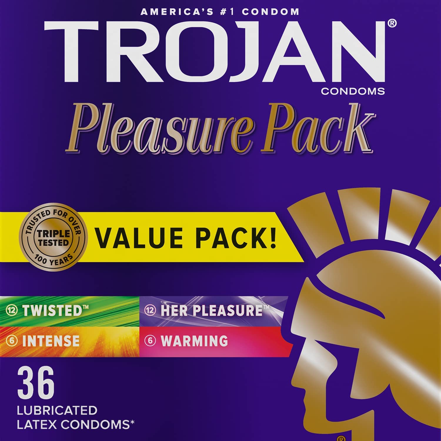 Trojan Pleasure Variety Pack Lubricated Condoms - 36 Count