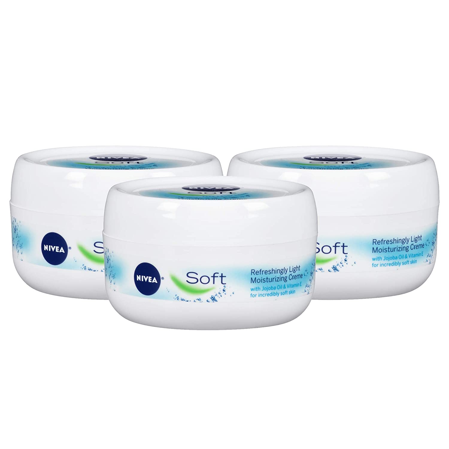 NIVEA Soft, Refreshingly Soft Moisturizing Cream, Body Cream, Face Cream, and Hand Cream, 3 Pack of 6.8 Oz Jars