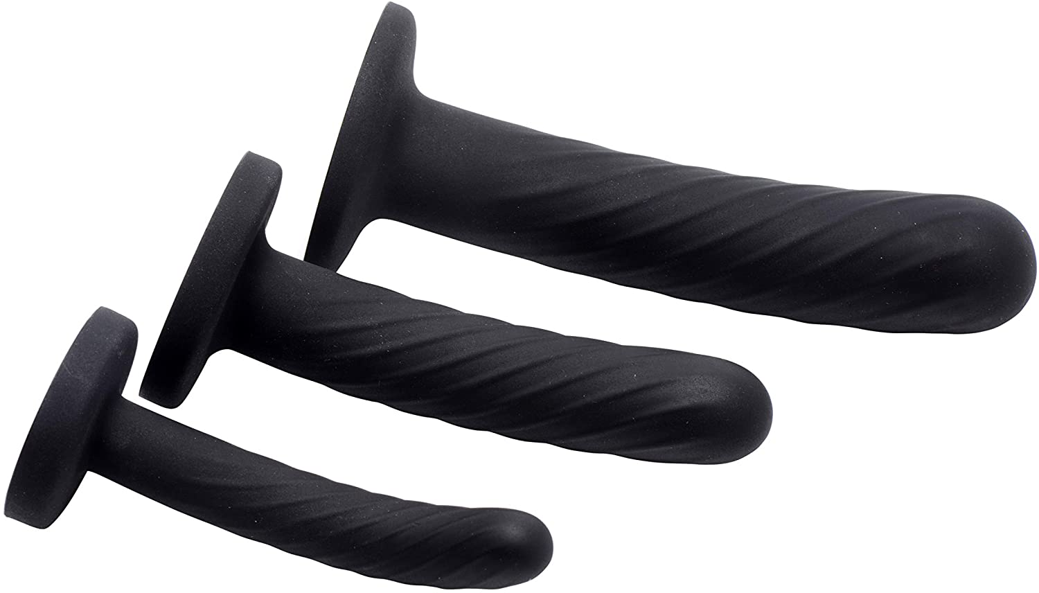 Strap U Trinity Strap-on Silicone 3 Piece Dildo Set, Black